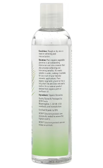 Solutions, Glicerina Vegetal Orgânica, 237ml, Now