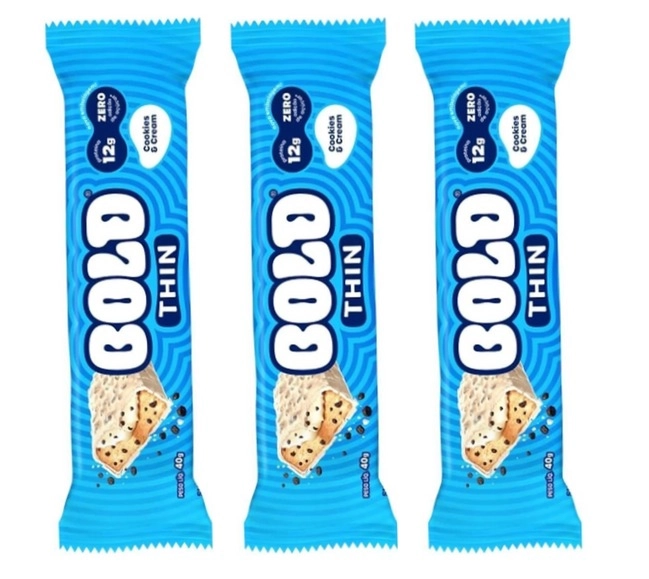 Barra de Proteína Thin, 12g de Proteína, Sabores, 3 Unidades, 40g Cada, BOLD Snacks