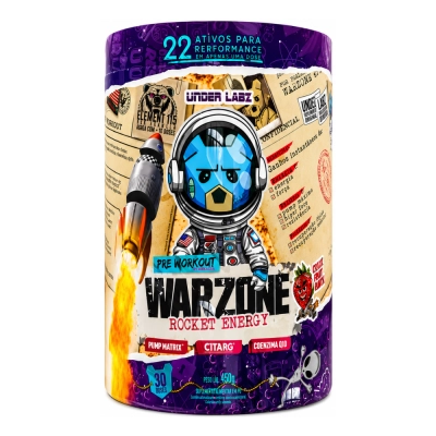 Pré-Workout Warzone Rocket Energy, 450g, Energia, Foco e Performance para Treinos Intensos, Opções, 30 Doses, Under Labz