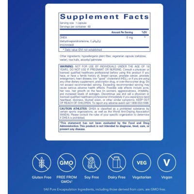 DHEA 5mg, 60 Cápsulas, Pure Encapsulations