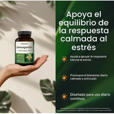 Ashwagandha 450mg, com Black Pepper Extract e MCT, 240 Cápsulas, NatureBell