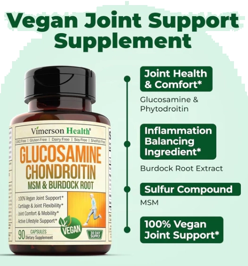 Glucosamina Condroitina e MSM com Burdock Root, 90 Cápsulas, Vimerson Health