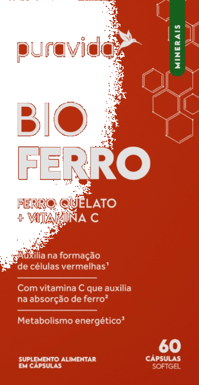 Bio Ferro, Ferro Quelato com Vitamina C, 60 cápsulas, PuraVida