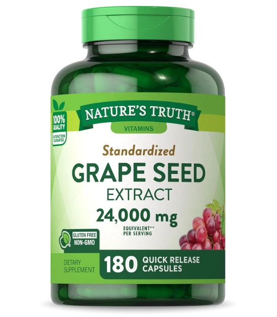 Grape Seed Extract, Semente de Uva 24.000mg, 180 Cápsulas, Nature's Truth