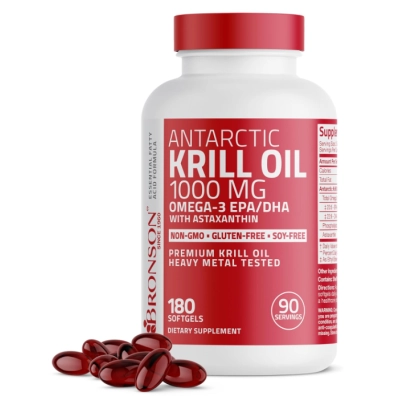 Óleo de Krill Antártico 1000mg, 180 Cápsulas, Bronson