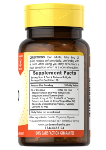 Óleo de Orégano, 1500mg, 60 Softgels, Sundance