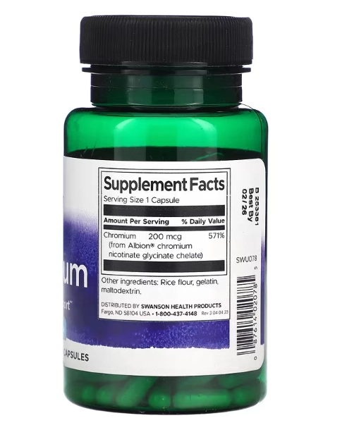 Albion Chromium, 200mcg, 180 cápsulas, Swanson