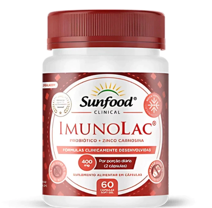 Imunolac Probiótico + Zinco 400mg, 60 Cápsulas, Sunfood