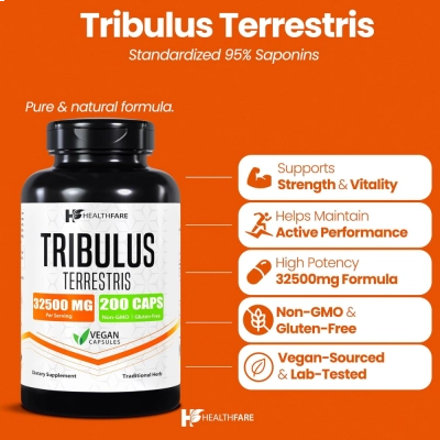 Tribulus Terrestris - 32500mg, 200 Cápsulas, Healthfare 