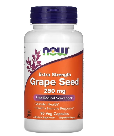 Grape Seed, Semente de Uva, 250mg, 90 Cápsulas, Now