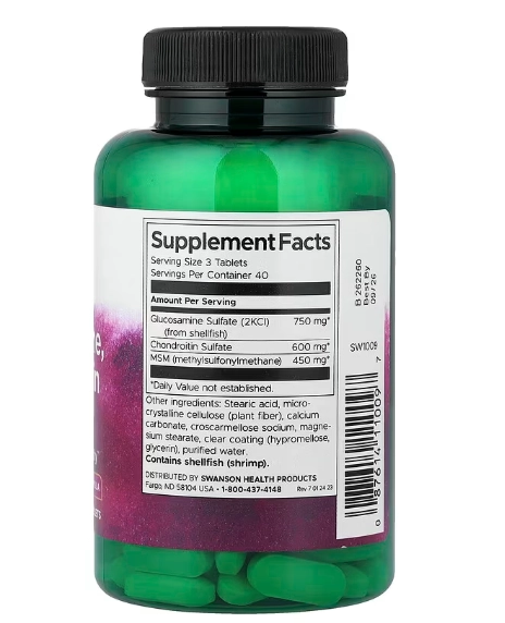 Glucosamina Condroitina com MSM, 120 Comprimidos, Swanson