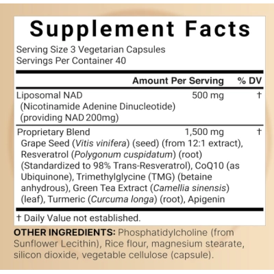 Liposomal NAD+ 8 em 1 Complex, 2000mg, 120 Cápsulas, NatureBell