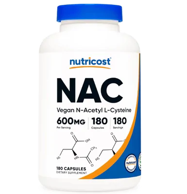 NAC, N-acetil L-cisteína, 600mg, 180 Cápsulas, Nutricost