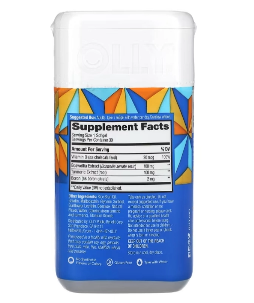 Ultra Joint, Extrato de Boswélico, Cúrcuma, Vitamina D e Boro, 30 Softgels, OLLY