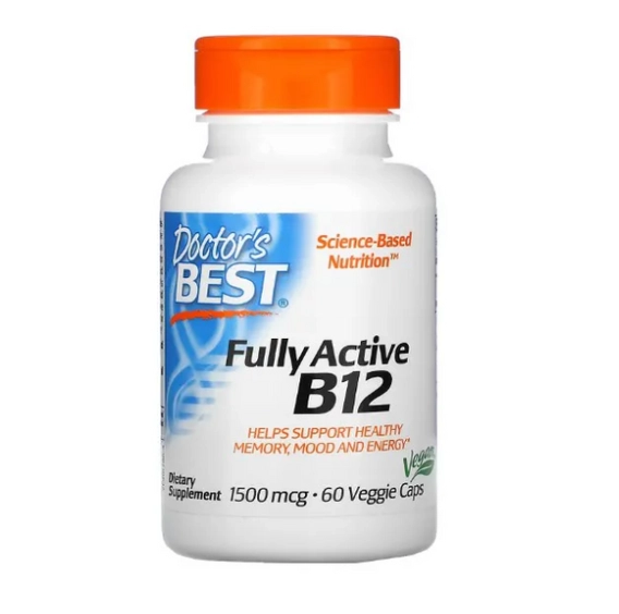 Vitamina B12, Fully Active, 1.500mcg, 60 Cápsulas, Doctor's Best