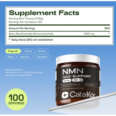 NMN 1000mg, 105g Puro em Pó, Cata-Kor