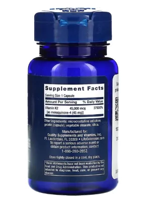Mega Vitamina K2, 45mg, 30 Cápsulas, Life Extension