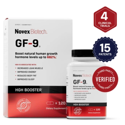 GF-9 Suplemento para Aumentar o Hormônio do Crescimento (HGH) Masculino, 120 Cápsulas, Novex Biotech