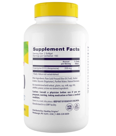 Coenzima CoQ10 200mg, 150 Cápsulas, Healthy Origins