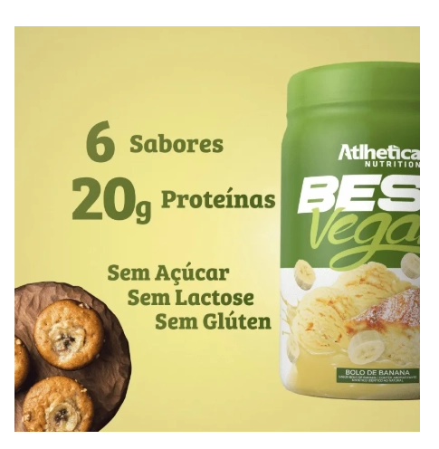 Whey Protein Best Vegan, 500g, Sabor Bolo de Banana, Atlhetica Nutrition