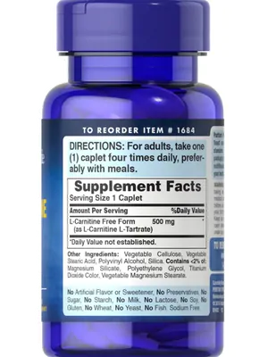 L-Carnitina 500mg, 60 Capsulas, Puritan's Pride