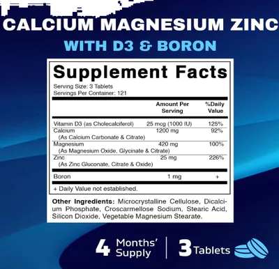 Cálcio, Magnésio, Zinco, Vitamina D3 com Boro, 365 Comprimidos Mastigaveis, Vitamatic