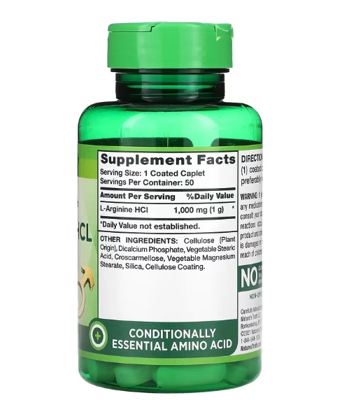 L-Arginina HCL 1000mg, 50 Cápsulas, Nature's Truth
