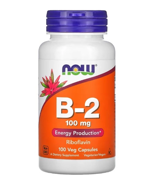 Vitamina B2, 100 mg, 100 Cápsulas, Now