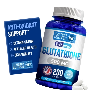 Glutationa 500mg, Pele Saudável, Antioxidante e Proteção Celular, 200 Cápsulas, We Like Vitamins