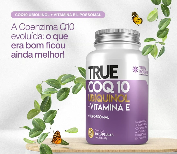 True Coenzima Q10 100mg, Lipossomal + Ubiquinol, 60 Capsulas, True Source