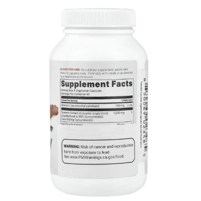 Pure Turmeric Curcumin 95, Cúrcuma Pura Curcumina 1000mg, 120 Cápsulas, Micro Ingredients