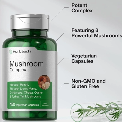 Mushroom Complex, Imunidade, Foco e Equilíbrio do Organismo, 150 Cápsulas, Horbaach