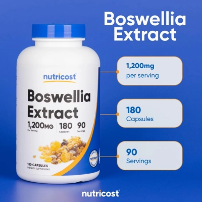  Extrato de Boswellia, 1200mg, 180 Cápsulas, Nutricost