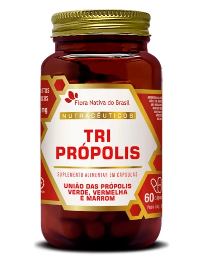 Tri Propolis Vermelha, Verde e Marrom, 60 Cápsulas, Flora Nativa