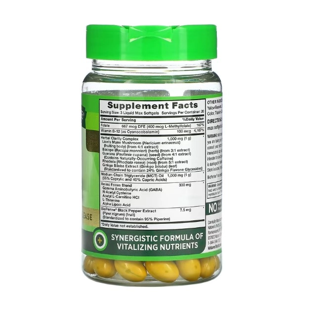 Brain Up, com L-teanina, Bacopa, B-12, TCM, 60 Cápsulas, Nature's Truth