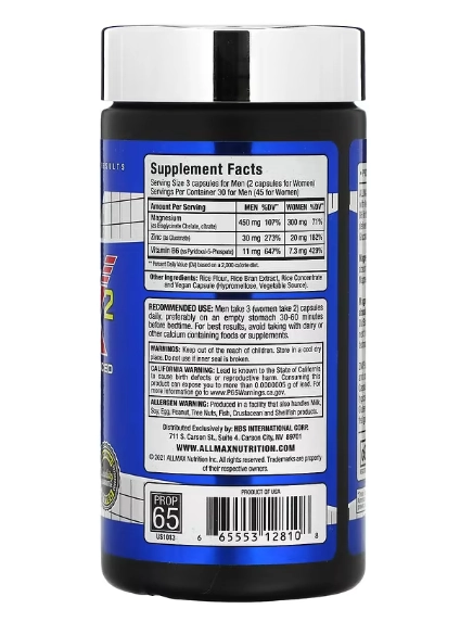 ZMX2 Magnésio Quelato de Alta Absorção, 90 Cápsulas, AllMax Nutrition