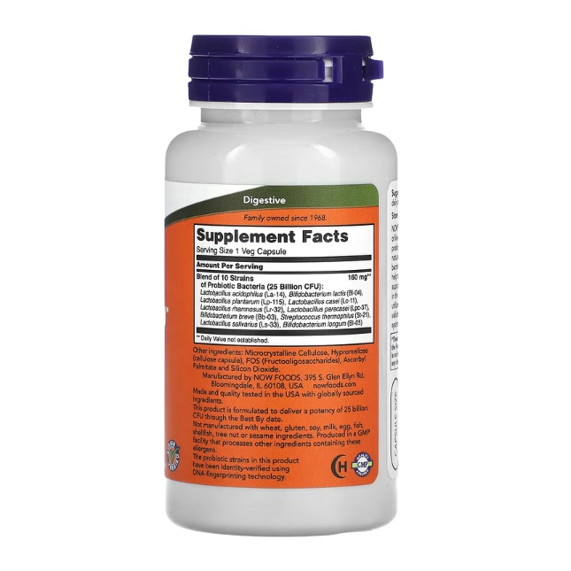 Probiotic-10, 25 Bilhões, 100 Cápsulas, Now
