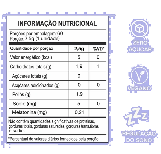Melatonina 0,210mcg, 60 Gomas Sabor Uva Roxa, Guday