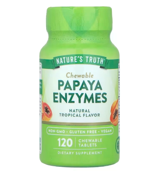 Papaya Enzymes, Enzimas de Mamão, 120 Comprimidos Mastigáveis Sabor Tropical Natural, Nature's Truth