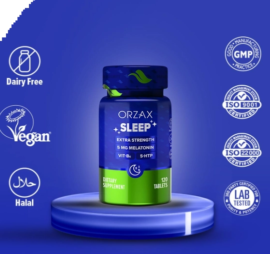 Melatonina 5mg, Com Vitamina B6 e 5-HTP, 120 Tabletes, ORZAX