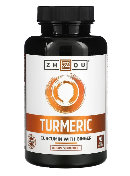 Turmeric (Cúrcuma) com Gengibre, 1800mg, 90 Cápsulas, Zhou