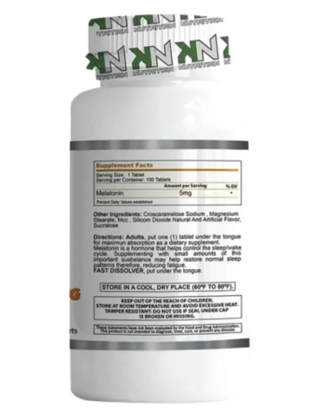 Melatonina 5mg, 100 comprimidos Sublingual de Morango,  KN Nutrition