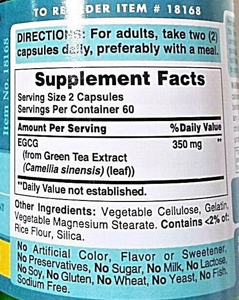 Super Força EGCG, 350mg, 120 Cápsulas, Puritan's Pride