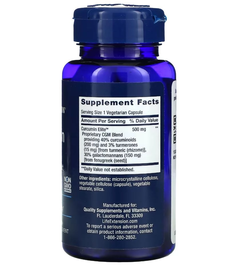 Curcumin Elite, Extrato de Cúrcuma, 30 Cápsulas, Life Extension