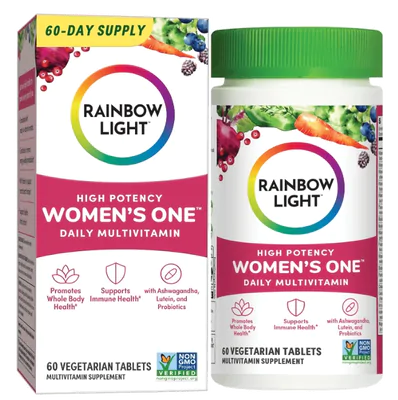Multivitamínico One para Mulheres. Com vitamina C, D e Zinco, 60 comprimidos, Rainbow Light