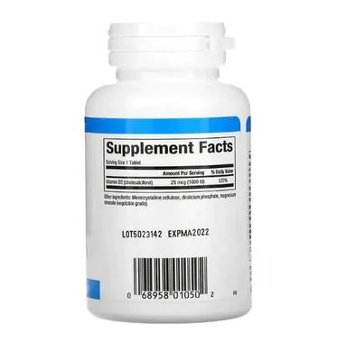 Vitamina D3 25mcg (1000IU), 90 Comprimidos, Fatores Naturais