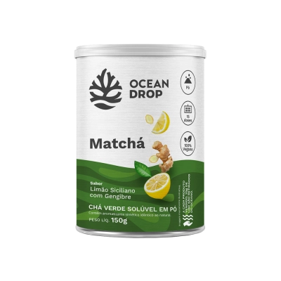 Matchá, Sabor Limão Siciliano Com Gengibre, 150g, Ocean Drop