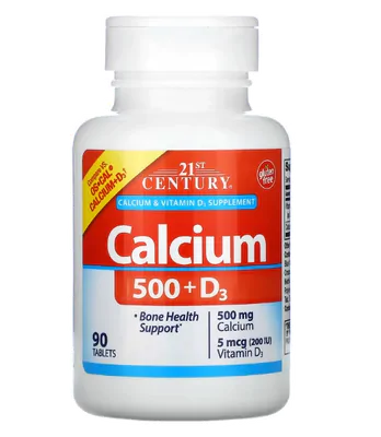 Cálcio 500mg + D3 200IU, 90 comprimidos, 21st Century