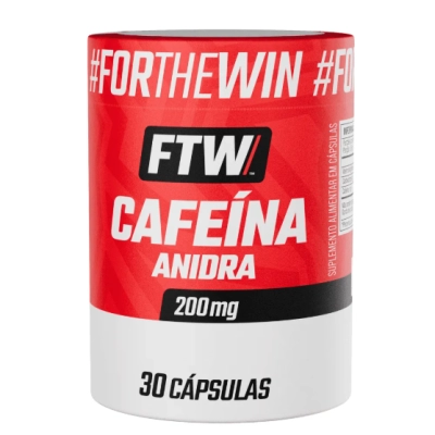 Cafeína Anidra 200mg, 30 Cápsulas, FTW