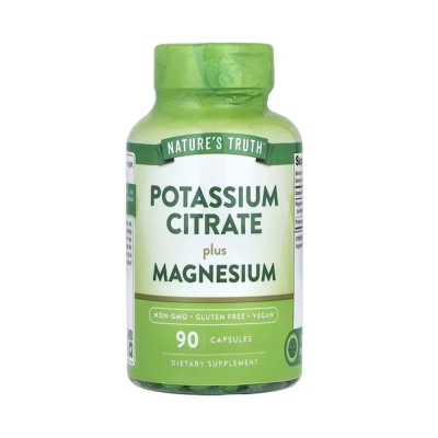 Potássio + Magnésio, Hidratação, Recuperação Muscular e Equilíbrio Diário, 90 Cápsulas, Nature's Truth